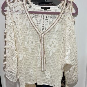 Alfred Dunner Women's Cream Lace Blouse